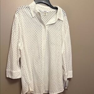 Alia White Button Down Eyelet Shirt